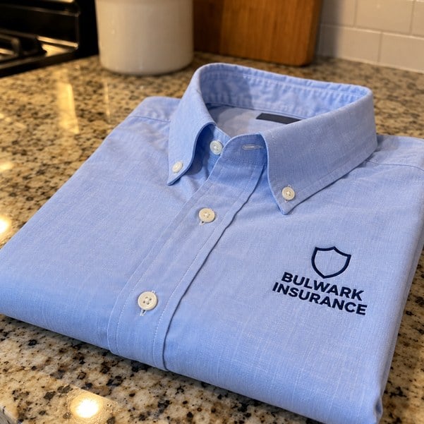 Customer photo of a custom dress shirt on a counter