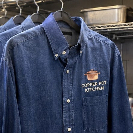 Custom restaurant denim staff shirts
